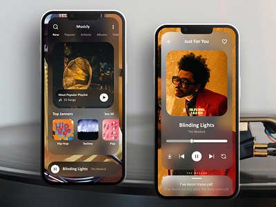 Muscly - Music player Mobile App app appdesign design figma mobila mobileappdesign ui ux