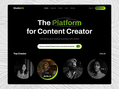 StudioDX - The Platform for Content Creator design figma figmadesign graphic design ui ux webdesign website header