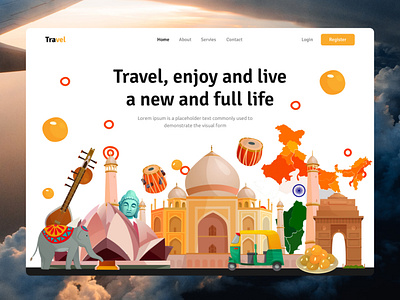 Travel - Website header Design design figma figmadesign graphic design travel travelwebsite ui ux webdesign