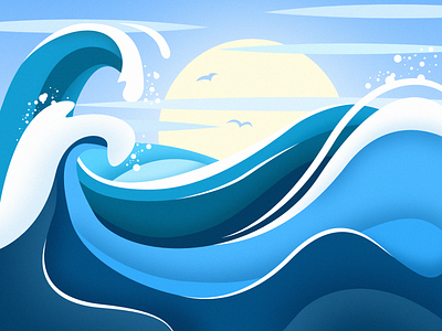 World Oceans Day affinity designer art artist beach cloud design digital art drawing ecology environment graphic design illustration ocean sea sky splashes water wave waves world oceans day