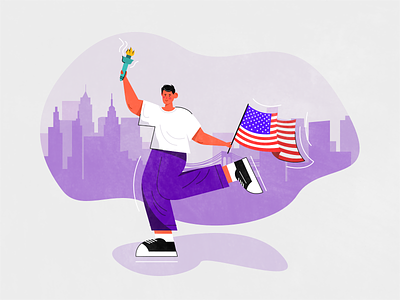 Independence Day affinity designer america american flag art artist character design digital art drawing flag graphic design human illustration independence day male man new york skyscrapers the statue of liberty torch