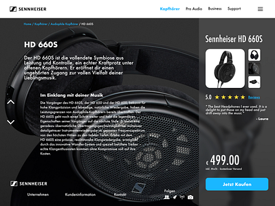 Sennheiser HD 660S Product Page - Redesign design flat ui web