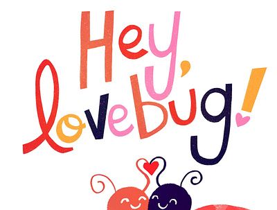 Love Bug Valentine's Day Art childrens illustration cute cute art digital art digital illustration gift greeting card art greeting cards heart holiday holiday card holiday design illustration illustrator retro surface design valentines day card vintage