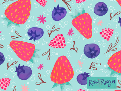 Mixed Berries adobe photoshop botanical digital art digital illustration fruit illustration illustrator pattern pattern design procreate surface design surface pattern design