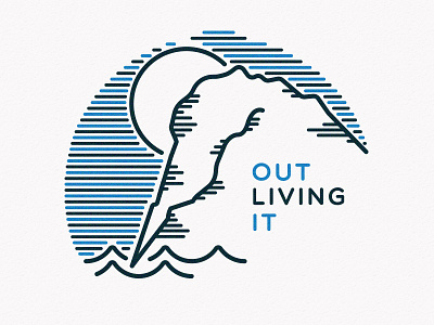 Out Living It Graphic blue design first descents graphic line minimal mountain out living it outdoors sea