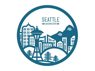 Seattle badge city design graphic line minimal one color seattle washington