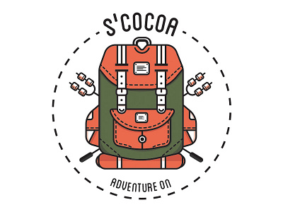 Adventure On backpack denver emblem illustration line scocoa shadow smores sticker