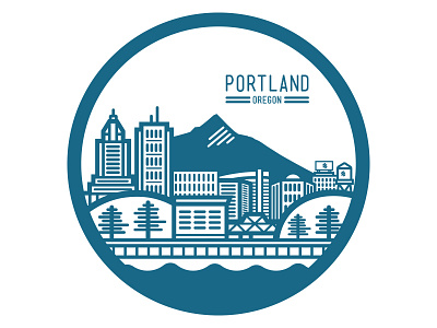 Portland badge city line minimal oregon portland vector