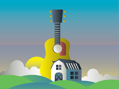 Gradient Study acoustic country farm geometric gradient guitar hills music shapes sunrise