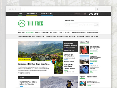 The Trek | Thru-Hiker Blog article blog feature filter meganav sort ui ux website