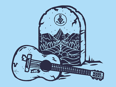 Dead Guitar acoustic band denver gravestone guitar illustration instrument music