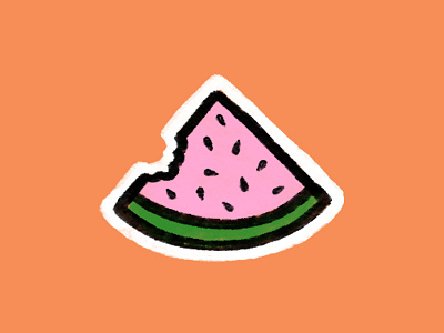 Slice green leaf melon orange pink rind seeds spit vine water watermelon