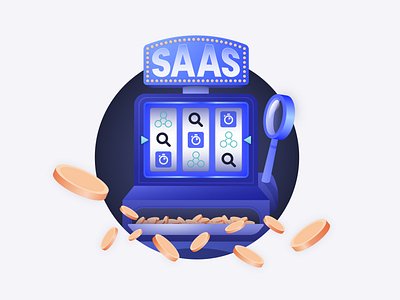SAAS Jackpot algolia branding cartoon casino design identity illustration illustrator magnifying glass slot machine typography ui vector