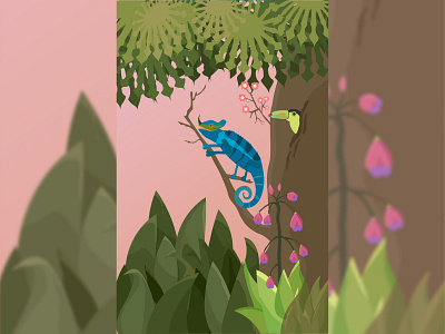 Chameleon among flowers animation bg flower garden illustration illustrator motion graphics vectorart
