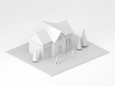 House 3d model house illustration isometry low poly minimalism modeling render white