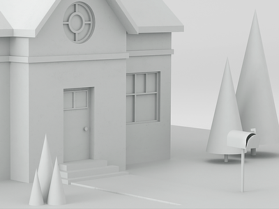 House 3d model house illustration isometry low poly minimalism modeling render white