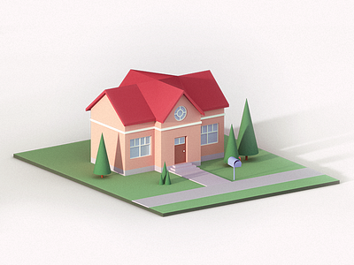 House 3d house illustration isometry lowpoly minimalism modeling render