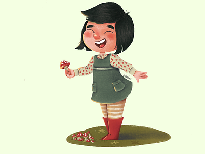 Nathy art characterdesign design digitalpaiting drawing flower girl illustration kidlitart kids magic mushroom painting