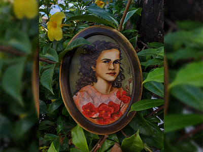 Grandma Dione art artesanato drawing flower girl illustration nature painting pintura retrato woman