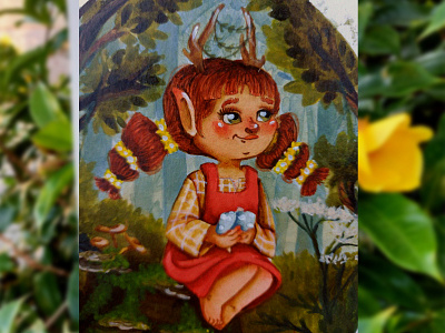 Little Guardian animal art characterdesign drawing flower girl illustration kidlit kidlitart kids illustration magic nature painting pintura acrilic