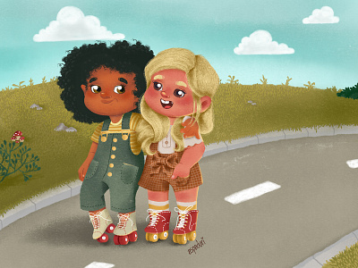 Friends 4ever amigas art characterdesign digitalpaiting drawing esporte friends girl illustration ilustracao infantil kidlit kidlitart kids meninas nature painting patins