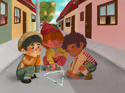 Bolinha de gude art boys characterdesign design digitalpaiting drawing illustration kidlit kidlitart painting playing