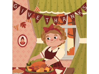 Thanksgiving illustration 1 art characterdesign design drawing girl ill illustration kids painting thanksgiving vector