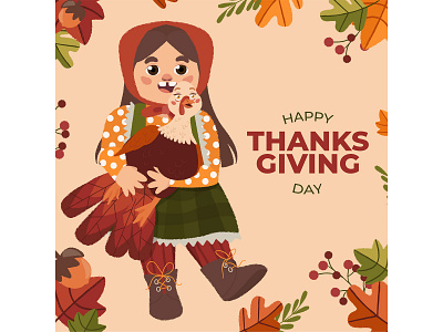 Thanksgiving illustration 3 art characterdesign design drawing girl illustration kids painting thanksgiving vector