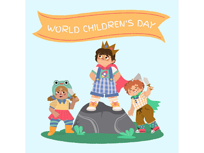 World Children's day illustration 5 art boy characterdesign childrens design drawing girl illustration kids painting vector wordchildrensday