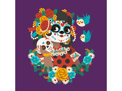 Día de muertos illustration 1 animal art birds catrina characterdesign design diademuertos drawing flowers girl illustration kids painting