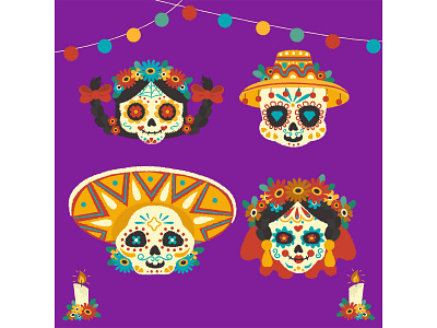 Día de muertos illustration 5 art characterdesign design drawing día de muertos girl illustration painting skull vector