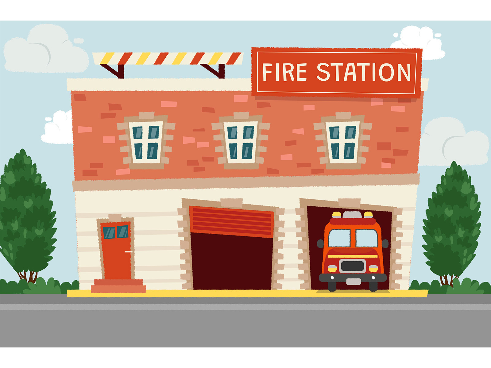 Fire Station illustration 1 by Angelica Minighini on Dribbble