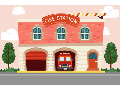 Fire Station illustration 2 art characterdesign design digitalart digitalillustration drawing fire firestation illustration painting vector