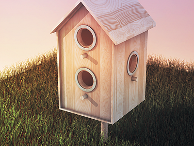 Birdhouse 3d 4d art c4d color design love