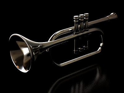 Trumpet art brass c4d charlieparker chrome design render trumpet