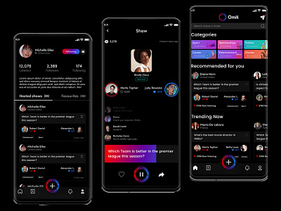 Omili - Audio shows app app design app designer app ui design ui ux