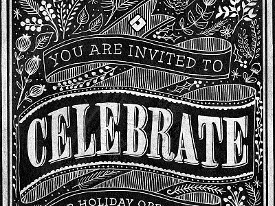 Teknision Holiday Open House Illustration banner celebration chalkboard christmas floral holiday illustration invitation ottawa party scroll typography