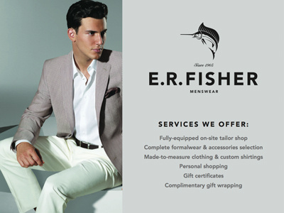 E.R. Fisher Advertisement ad advertisement e.r. fisher fancy boys fashion magazine mens fashion menswear offer print promotion rule of thirds services