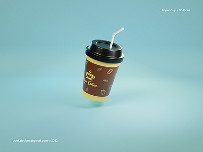 3D Icon Paper Cup 3d blender design graphic design icon illustration sculpting ui ux