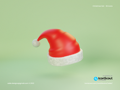 3D Icon Christmas Hat 3d blender christmas design graphic design hat icon illustration logo santa ui vector