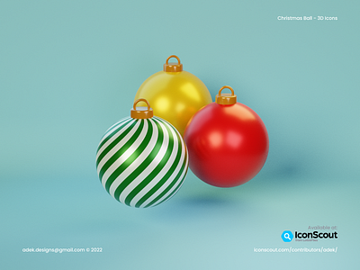 3D Icon Christmas Ball 3d ball blender christmas design graphic design icon illustration ui vector