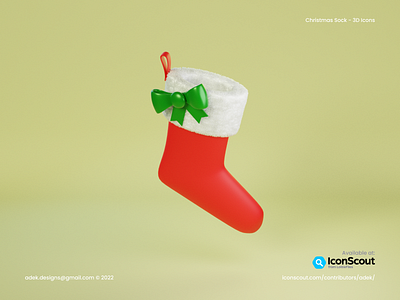 3D Icon Christmas Sock 3d blender christmas design graphic design icon illustration logo sock ui vector