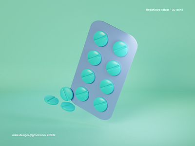3D Icon Healthcare Tablet 3d blender design graphic design healthcare icon illustration logo medicine tablet ui vector