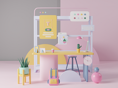 Low poly room 3d graphic design low poly