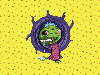 JJJ (Joe's JimJams) alien drooling illustration lined monster onesie pajamas tentacles
