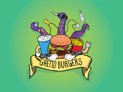 Ghetto Burgers burger fast food gang ghetto illustration illustrator tentacles vector