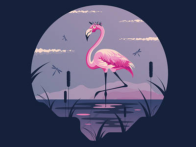 flamingo clouds flamingo illustration summer vector