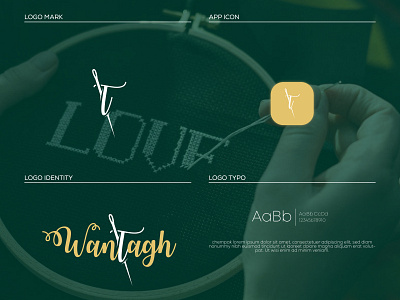 WANTAGH LOGO abstract logo apparel graphics apparel logo classy font classy logo embroidery logo design logotype minimalist logo modern logo needle typogaphy