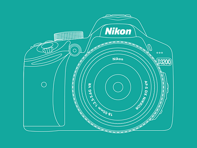 Nikon D3200 camera dslr green illustration line art nikon photography