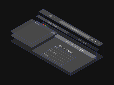 Grouped navigation illustration app browser cards dark ui design explainer illustration infographic isometric layers navigation safari simple ui